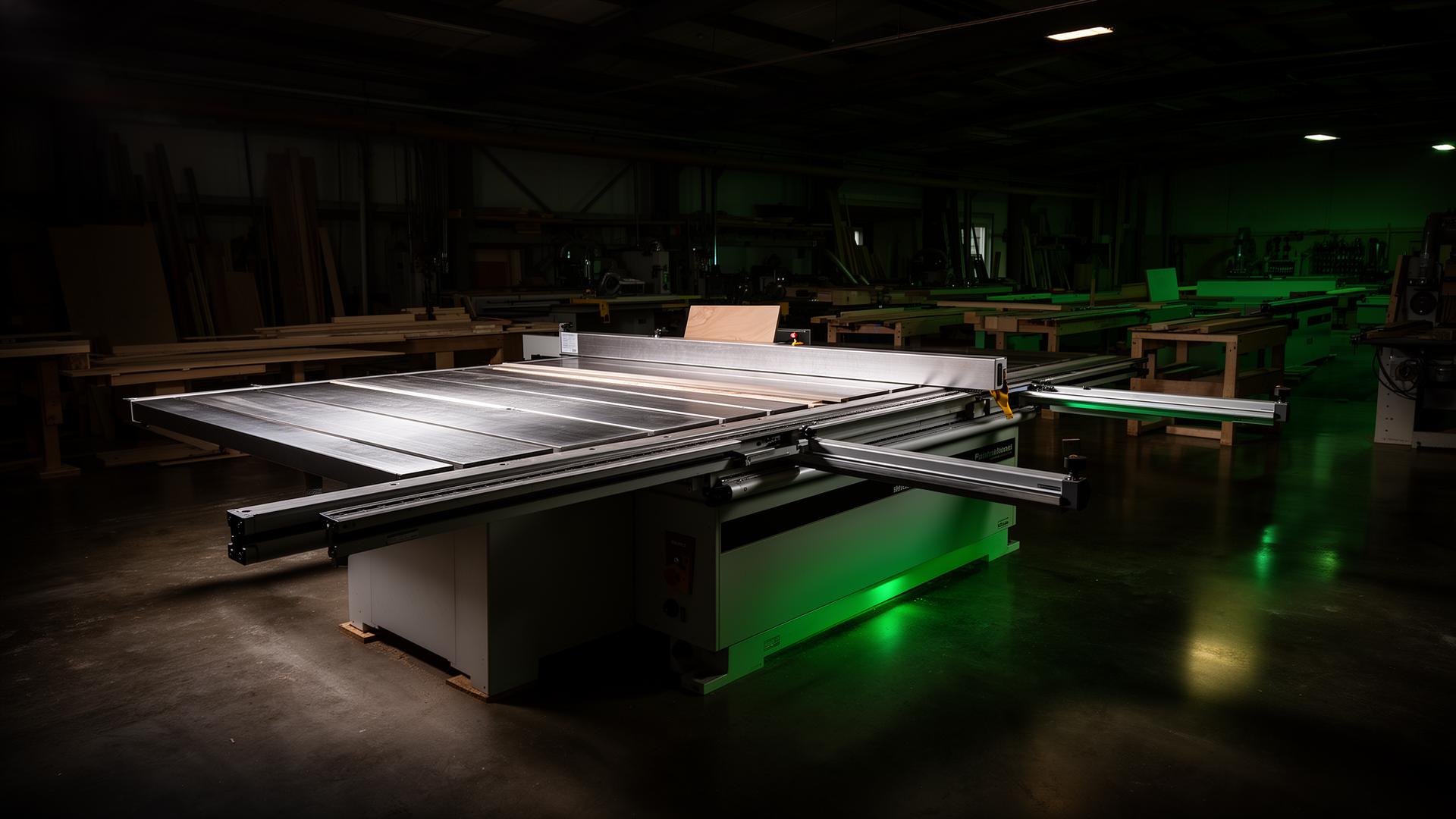 Altendorf sliding table saw on a workshop floor