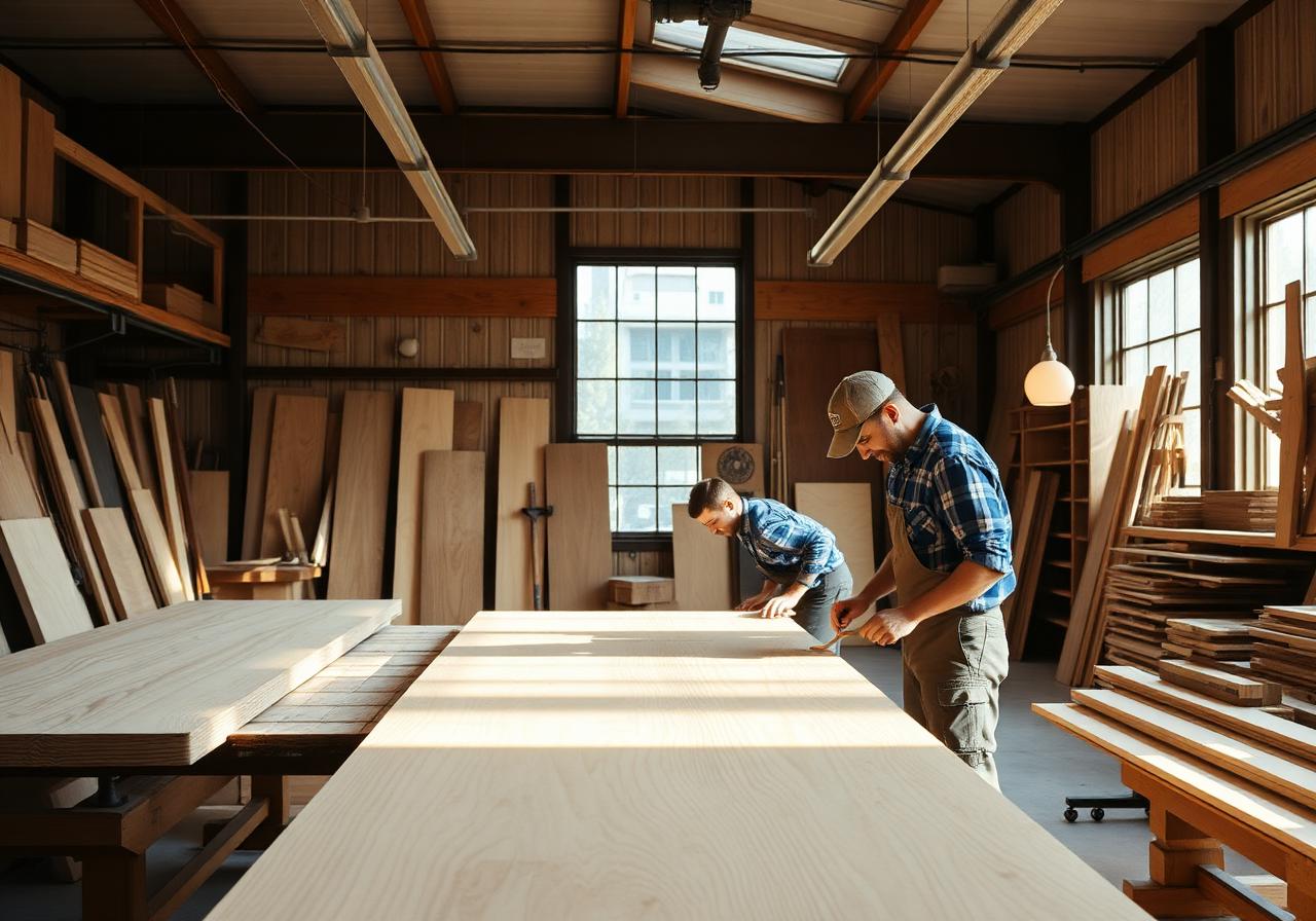 Craftsmen in a woodworking shop
